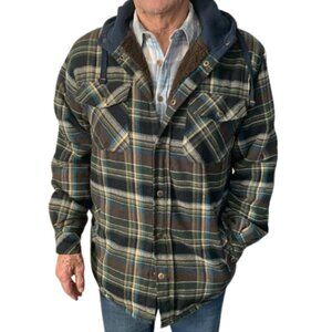 Legendary Whitetails Men's Camp Night Berber Lined Hooded Flannel Shirt Jacket.
